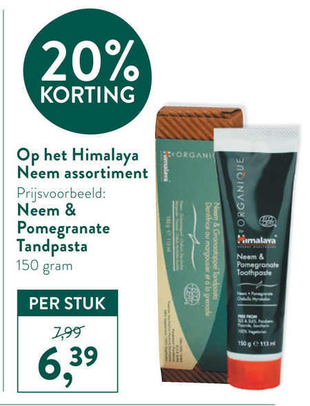 Himalaya Herbals   tandpasta folder aanbieding bij  Holland & Barrett - details