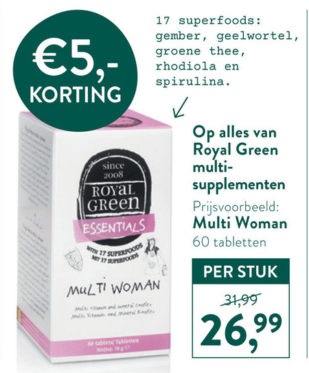 Royal Green   voedingssupplement folder aanbieding bij  Holland & Barrett - details