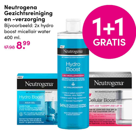 Neutrogena   gezichtsverzorging, gezichtsreiniging folder aanbieding bij  DA - details