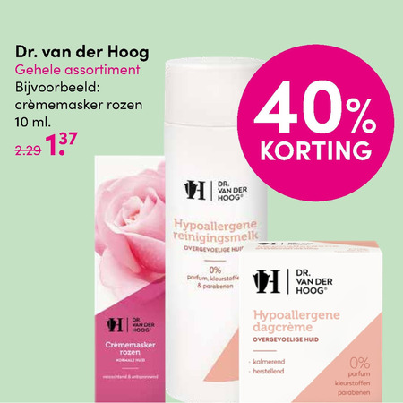 Dr van der Hoog   gezichtsmasker folder aanbieding bij  DA - details