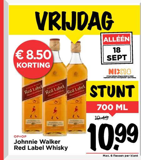 Johnnie Walker   whisky folder aanbieding bij  Vomar - details