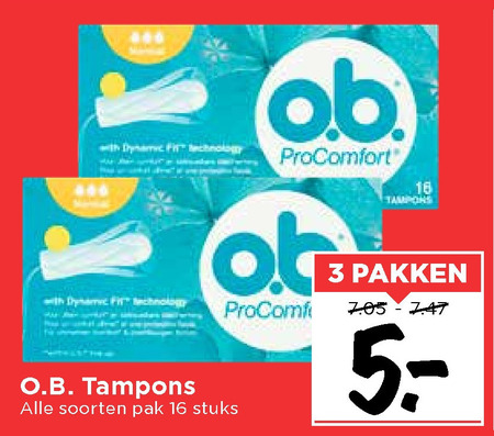 O.B.   tampons folder aanbieding bij  Vomar - details