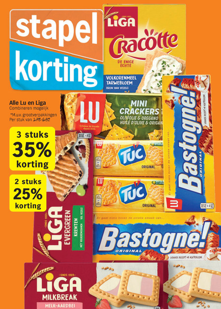 Lu   fruitbiscuit, crackers folder aanbieding bij  Albert Heijn - details
