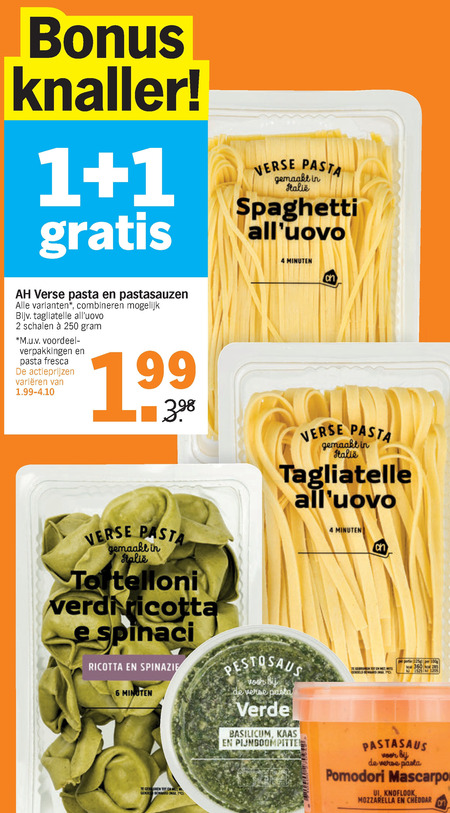 Albert Heijn Huismerk   tortellini, pastasaus folder aanbieding bij  Albert Heijn - details