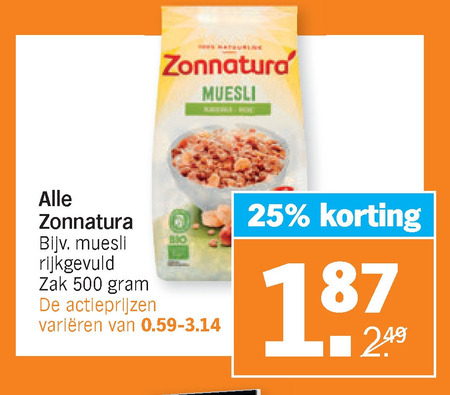 Zonnatura   muesli, thee folder aanbieding bij  Albert Heijn - details