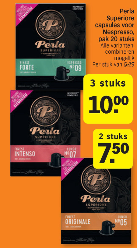 Perla   koffiecups folder aanbieding bij  Albert Heijn - details