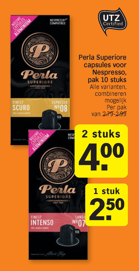 Perla   koffiecups folder aanbieding bij  Albert Heijn - details