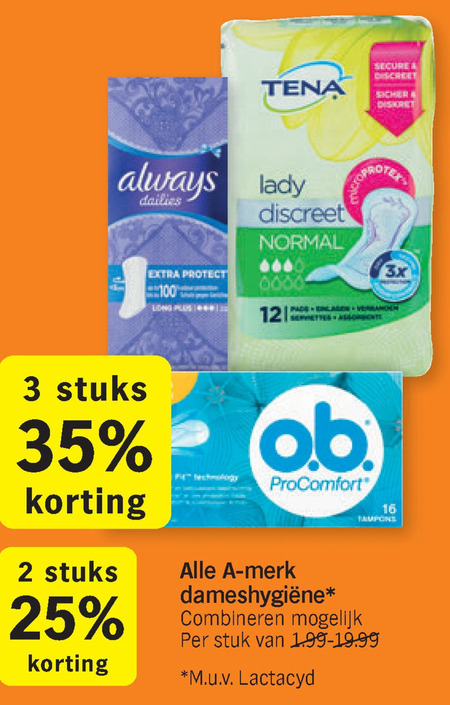 Alle merken   maandverband, inlegkruisjes folder aanbieding bij  Albert Heijn - details