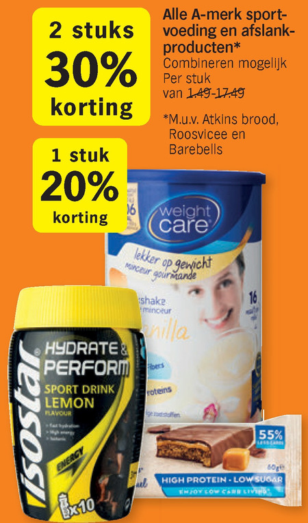 Alle merken   afslankmaaltijd, sportvoeding folder aanbieding bij  Albert Heijn - details