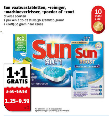 Sun   vaatwasmiddel, spoelglans folder aanbieding bij  Poiesz - details