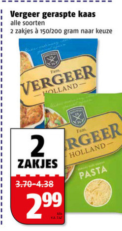 Vergeer   geraspte kaas folder aanbieding bij  Poiesz - details