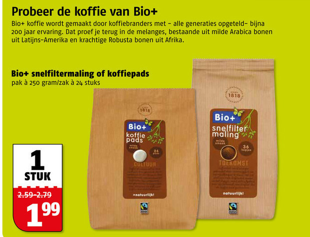 Bio Plus   koffie, koffiepad folder aanbieding bij  Poiesz - details