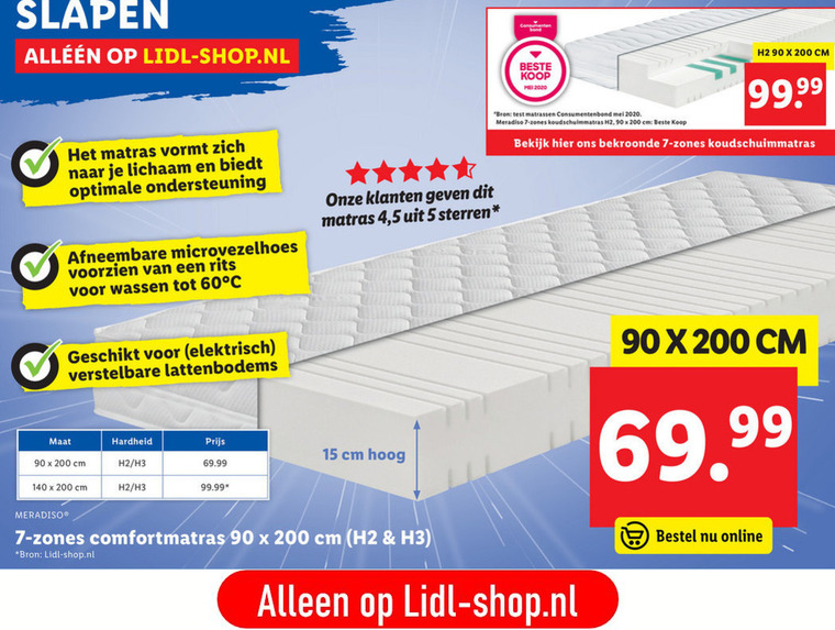 Meradiso matras folder aanbieding bij Lidl details