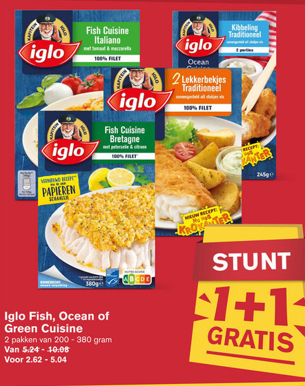 Iglo   visschnitzel, kibbeling folder aanbieding bij  Hoogvliet - details