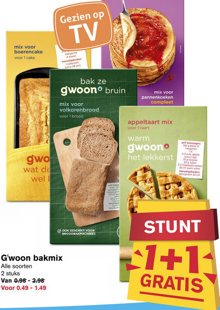 Gwoon   bakmix, broodmix folder aanbieding bij  Hoogvliet - details