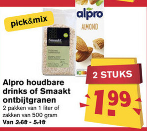 Alpro   cereals, soja melk folder aanbieding bij  Hoogvliet - details