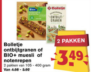 Bolletje   cereals, mueslireep folder aanbieding bij  Hoogvliet - details