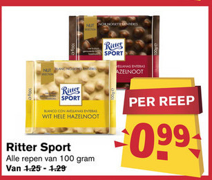 Ritter Sport   chocolade folder aanbieding bij  Hoogvliet - details