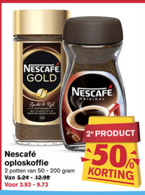 Nescafe   oploskoffie folder aanbieding bij  Hoogvliet - details