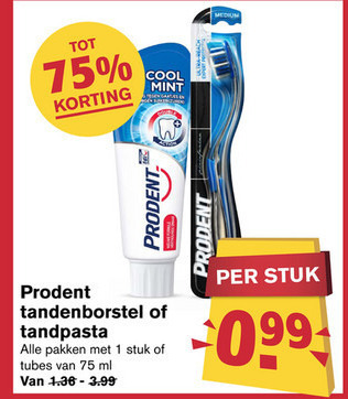 Prodent   tandenborstel, tandpasta folder aanbieding bij  Hoogvliet - details