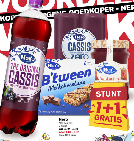 Hero   fruitdrank, jam folder aanbieding bij  Hoogvliet - details