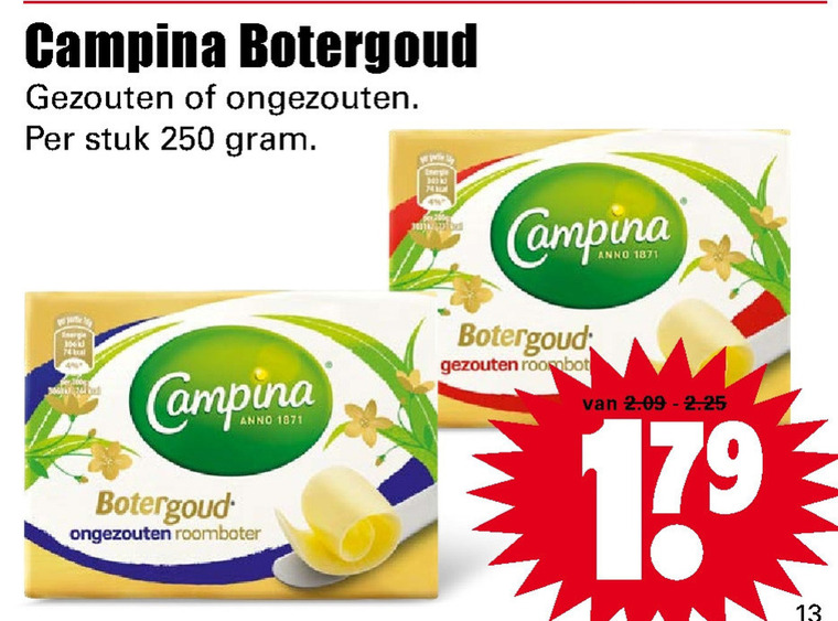 Campina   roomboter folder aanbieding bij  Dirk - details