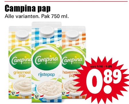 Campina   pap folder aanbieding bij  Dirk - details