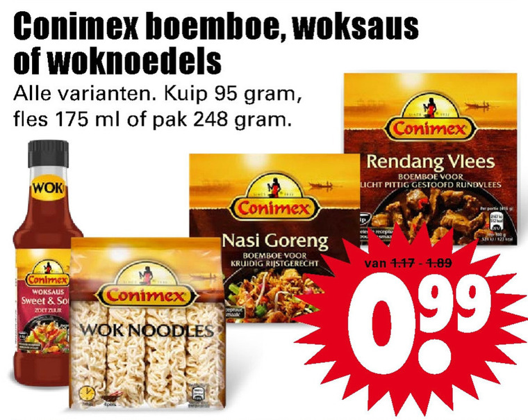Conimex   boemboe, noodles folder aanbieding bij  Dirk - details