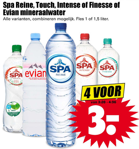 Evian   fruitdrank, mineraalwater folder aanbieding bij  Dirk - details