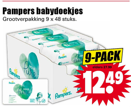 Groot lawaai Collega Pampers billendoekjes folder aanbieding bij Dirk - details