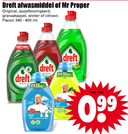 Dreft   allesreiniger, afwasmiddel folder aanbieding bij  Dirk - details