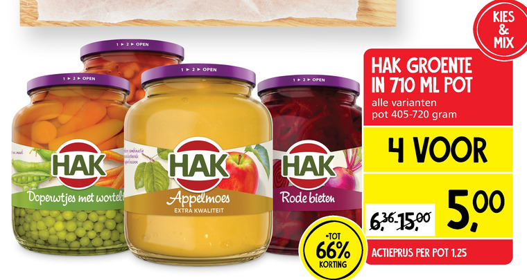 Hak   groenteconserven, appelmoes folder aanbieding bij  Jan Linders - details