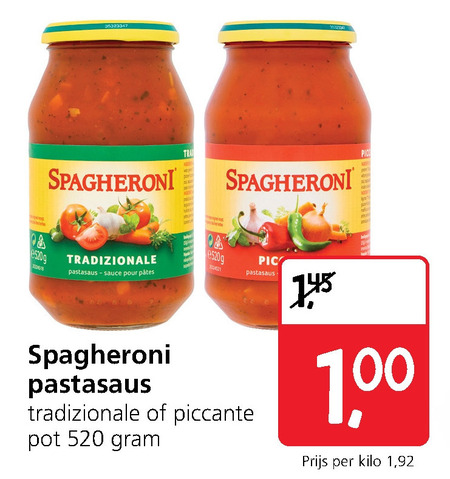 Spagheroni   pastasaus folder aanbieding bij  Jan Linders - details