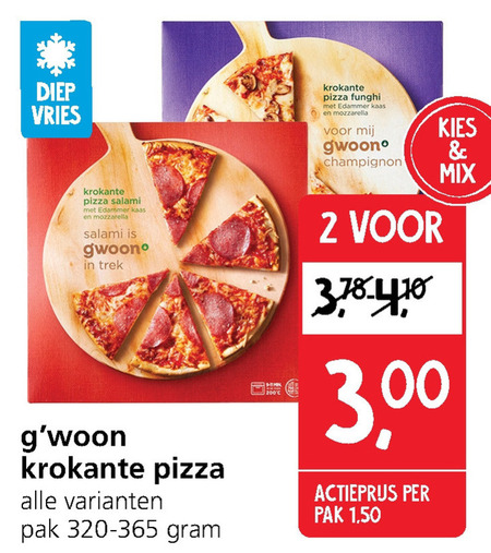 Gwoon   diepvriespizza folder aanbieding bij  Jan Linders - details