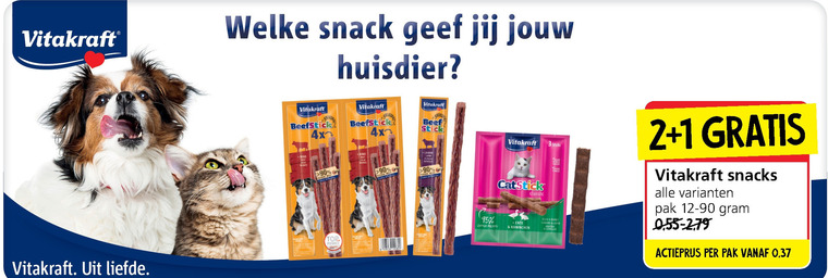 Vitakraft   kattensnacks, hondensnacks folder aanbieding bij  Jan Linders - details