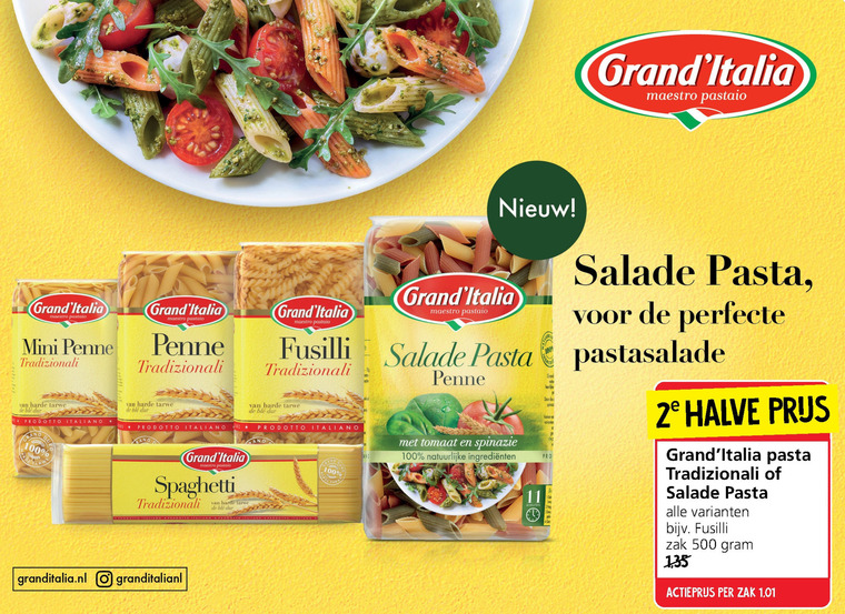 Grand Italia   penne  , pasta folder aanbieding bij  Jan Linders - details