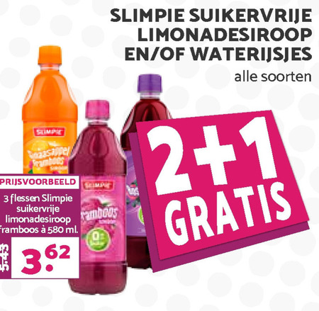 Slimpie   limonadesiroop, waterijs folder aanbieding bij  MCD Supermarkt Basis - details