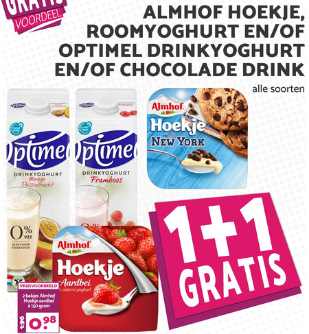 Optimel   chocolademelk, drinkyoghurt folder aanbieding bij  MCD Supermarkt Basis - details