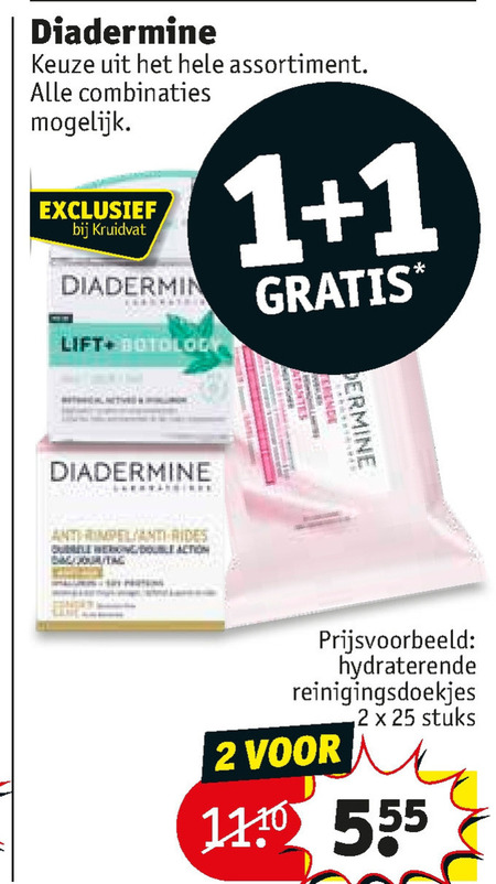 Diadermine   reinigingsdoekje, nachtcreme folder aanbieding bij  Kruidvat - details