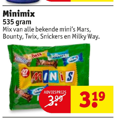 Snickers   mini chocoladerepen folder aanbieding bij  Kruidvat - details