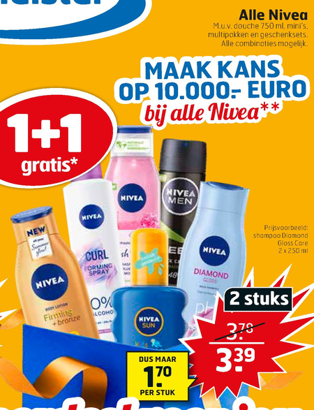 Nivea   gezichtsverzorging, shampoo folder aanbieding bij  Trekpleister - details