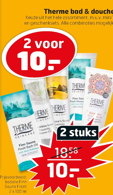 Therme   badolie, douchegel folder aanbieding bij  Trekpleister - details