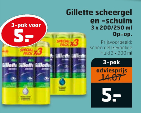 Gillette   scheergel, scheerschuim folder aanbieding bij  Trekpleister - details