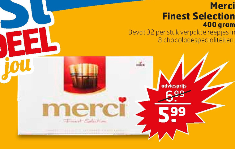 Merci   chocolade folder aanbieding bij  Trekpleister - details