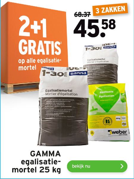 Alle merken   egalisatiemortel, egaliseercement folder aanbieding bij  Gamma - details