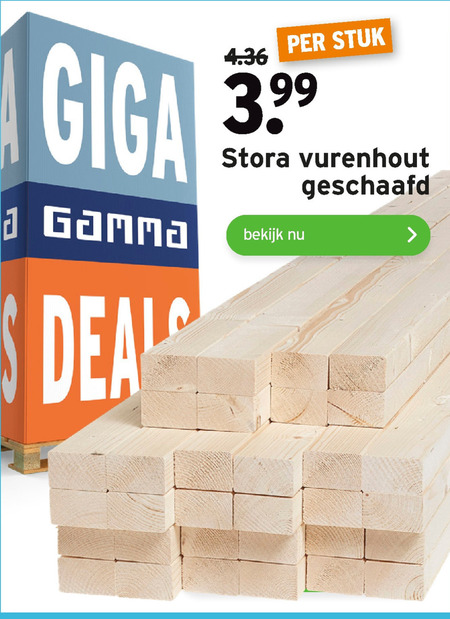 Stora Enso   geschaafd vurenhout folder aanbieding bij  Gamma - details