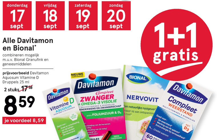 Davitamon   multivitaminen, vitamine folder aanbieding bij  Etos - details