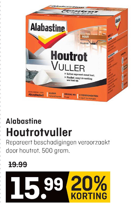 Alabastine   houtrotvuller folder aanbieding bij  Hubo - details