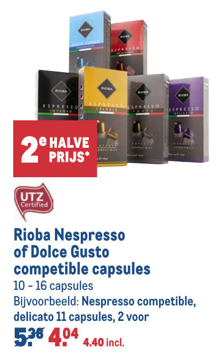 Rioba   dolce gusto capsules, koffiecups folder aanbieding bij  Makro - details