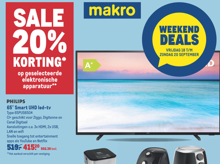 Philips   4k ultrahd televisies folder aanbieding bij  Makro - details